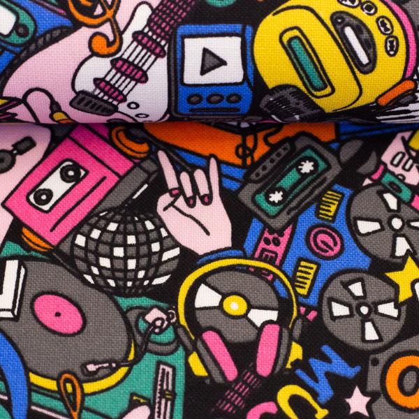 Dekodruck "Linde" Retro-Musikinstrumente Bunt by Swafing